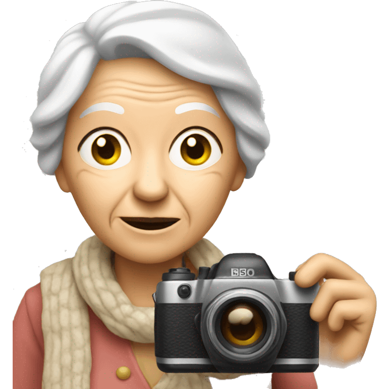 old woman and a camera emoji