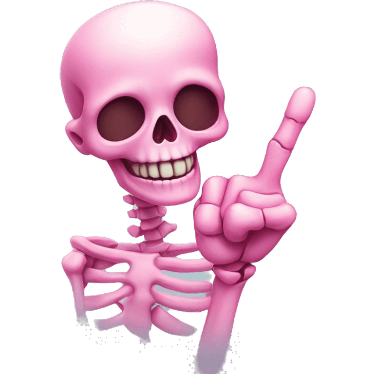 Cute pink skeleton giving the middle finger emoji