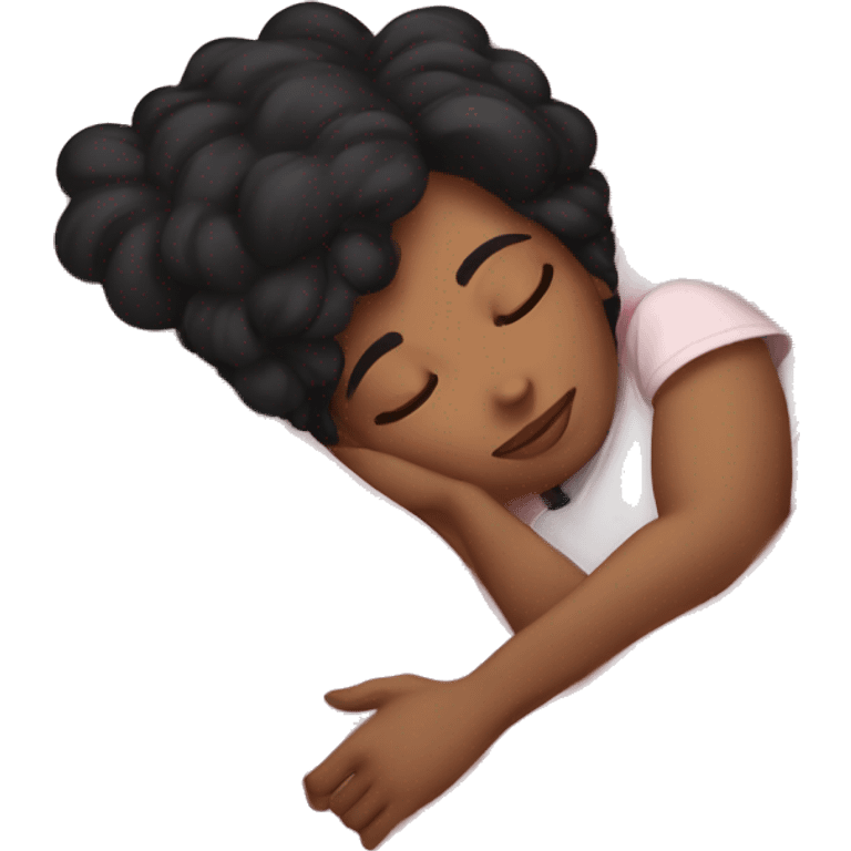 Girl with black hair sleeping in love emoji