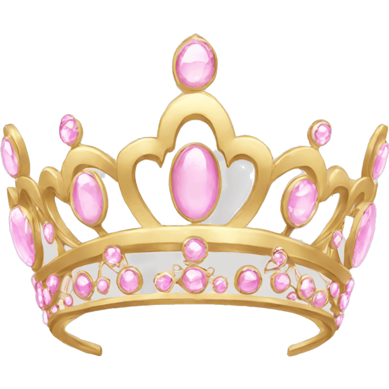 Gold tiara with light pink jewels emoji