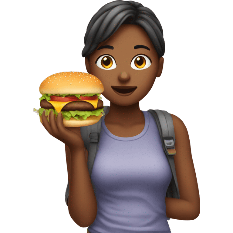 Girl eating hamburger  emoji