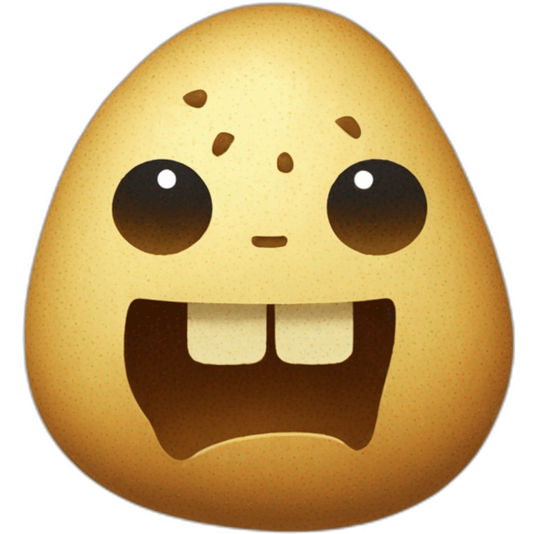 angry potato emoji sticker pixelated with text bubble saying "hello" emoji