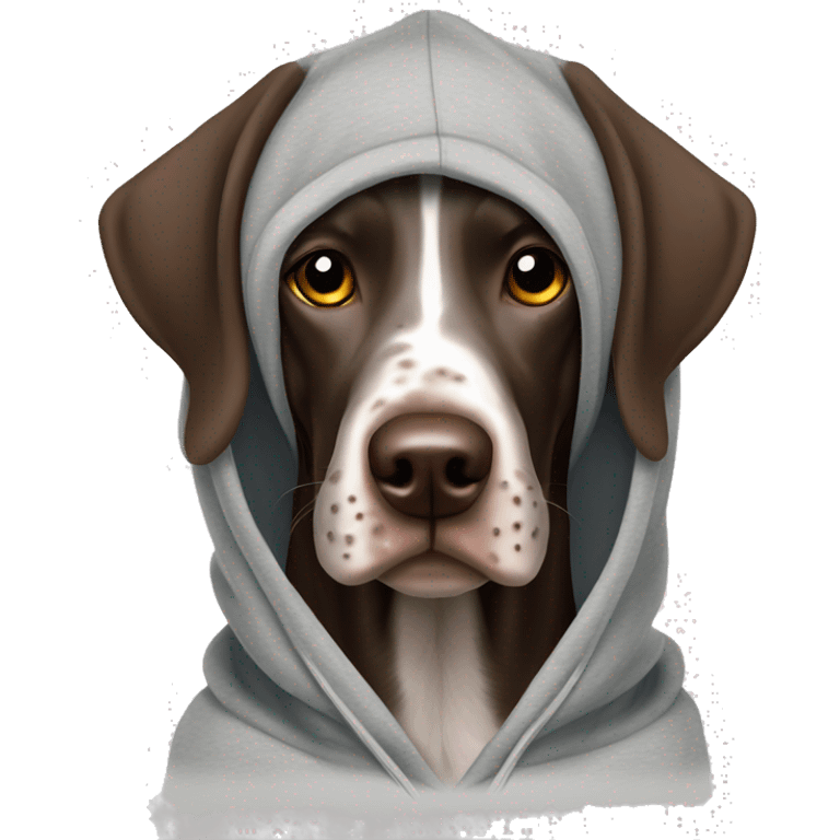 German Shorthaired pointer in a hoodie emoji