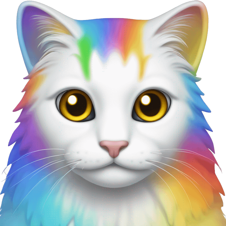 Gato con colores del arcoíris y con alas color blanco  emoji