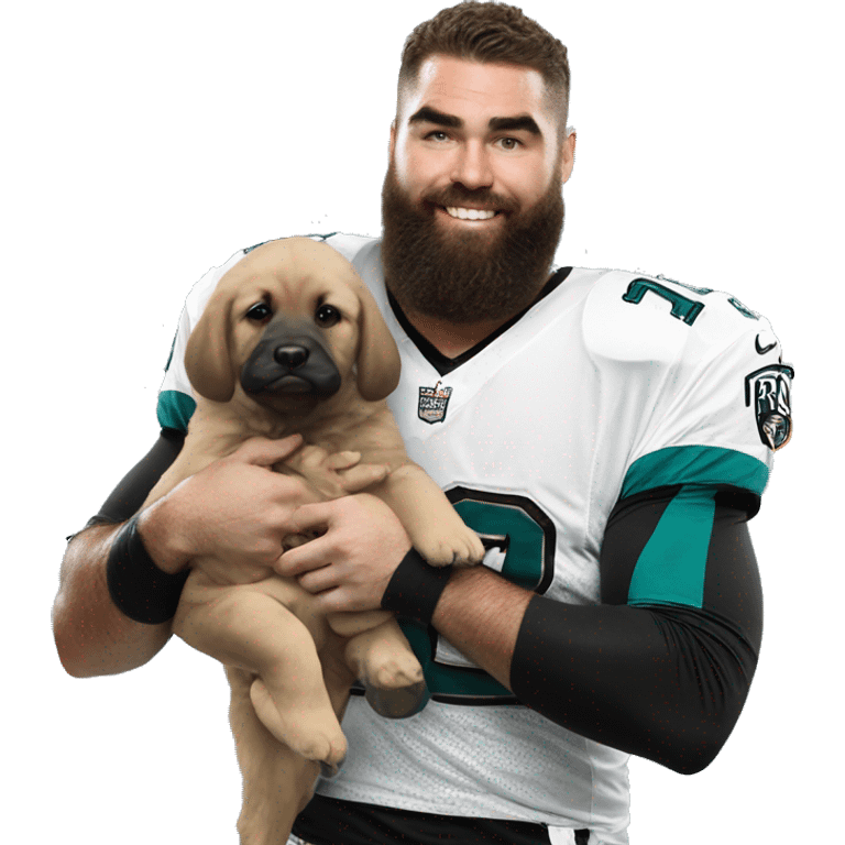 jason kelce holding a puppy  emoji