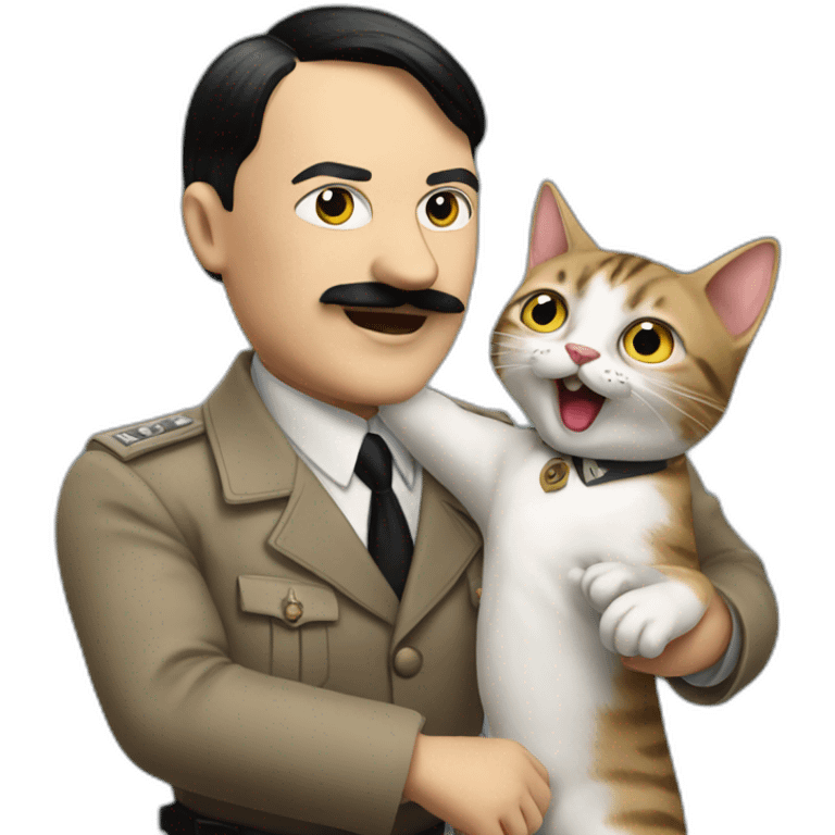 Hitler dancing with a cat emoji