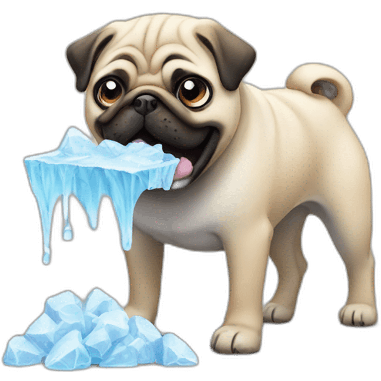 pug dog eating a ice emoji