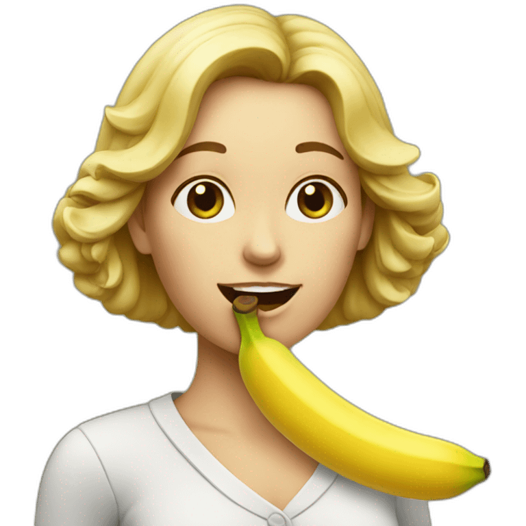 Lady eating a banana emoji