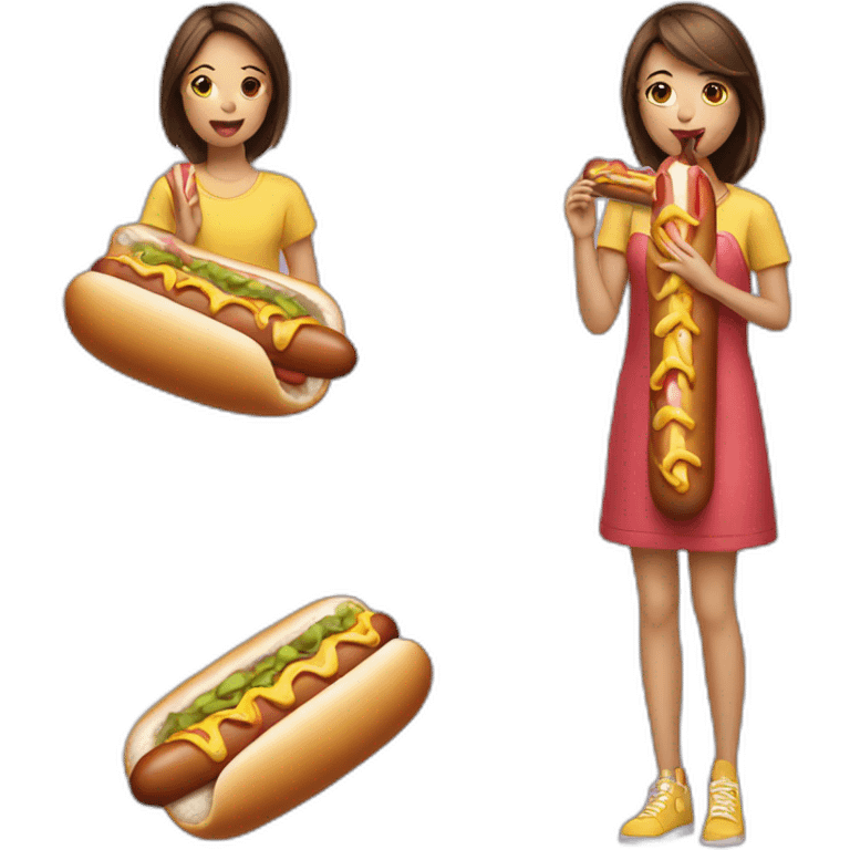 girl eating hot dog emoji