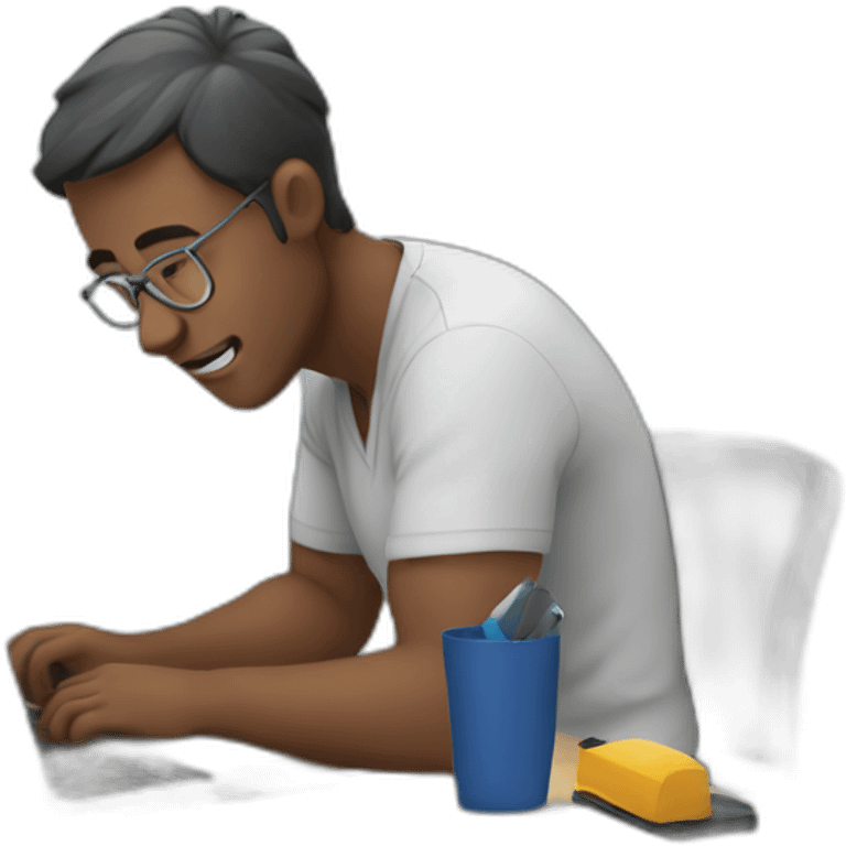 man busy at work emoji