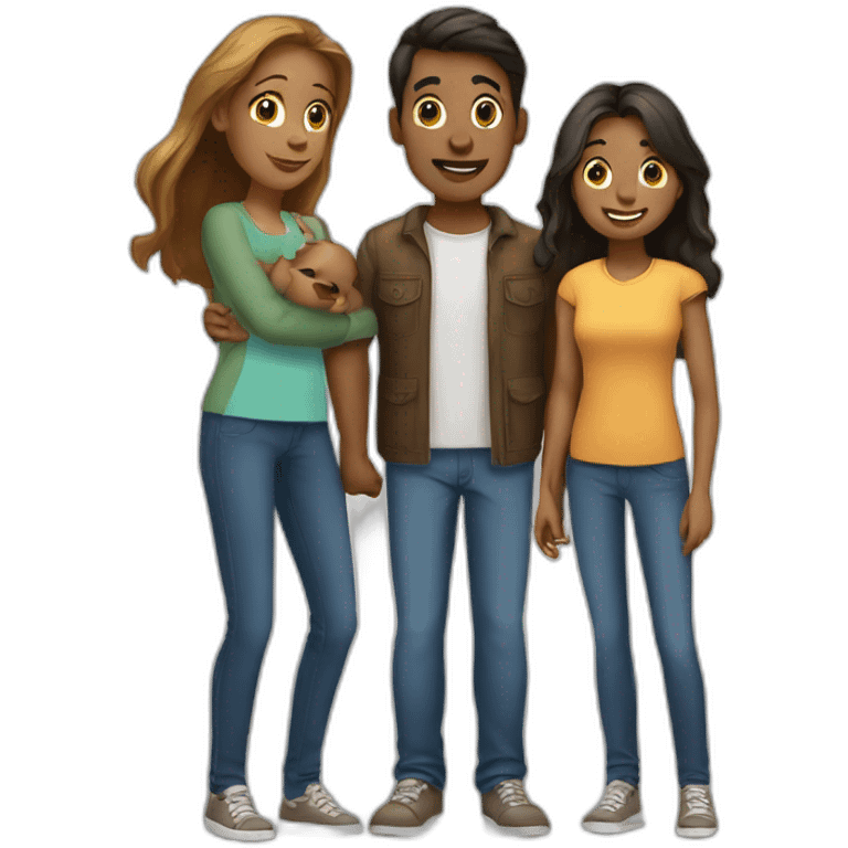 family of 3 mother and 2 teenagers boy and girl emoji