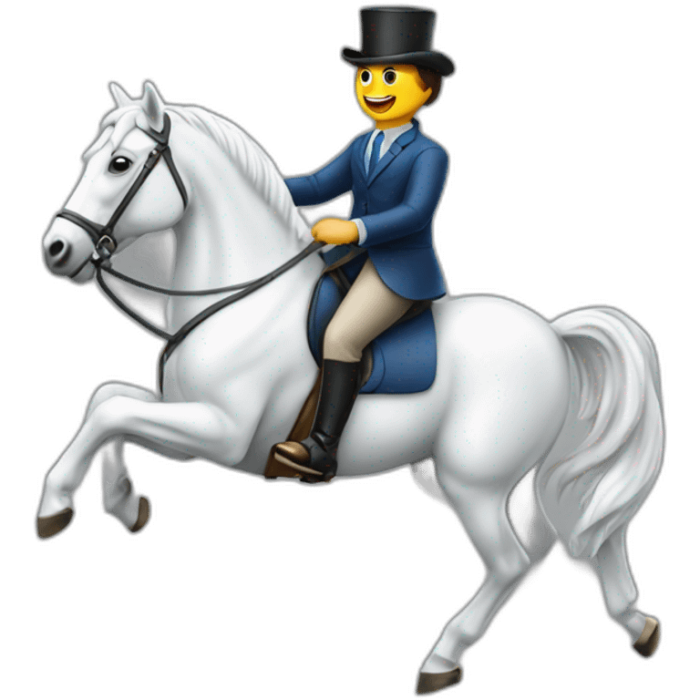 banker sitting on the white horse galloping emoji