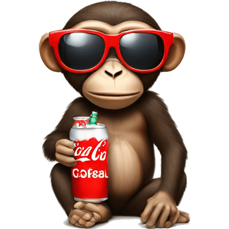 Monkey wearing sunglasses sipping a coke cola emoji