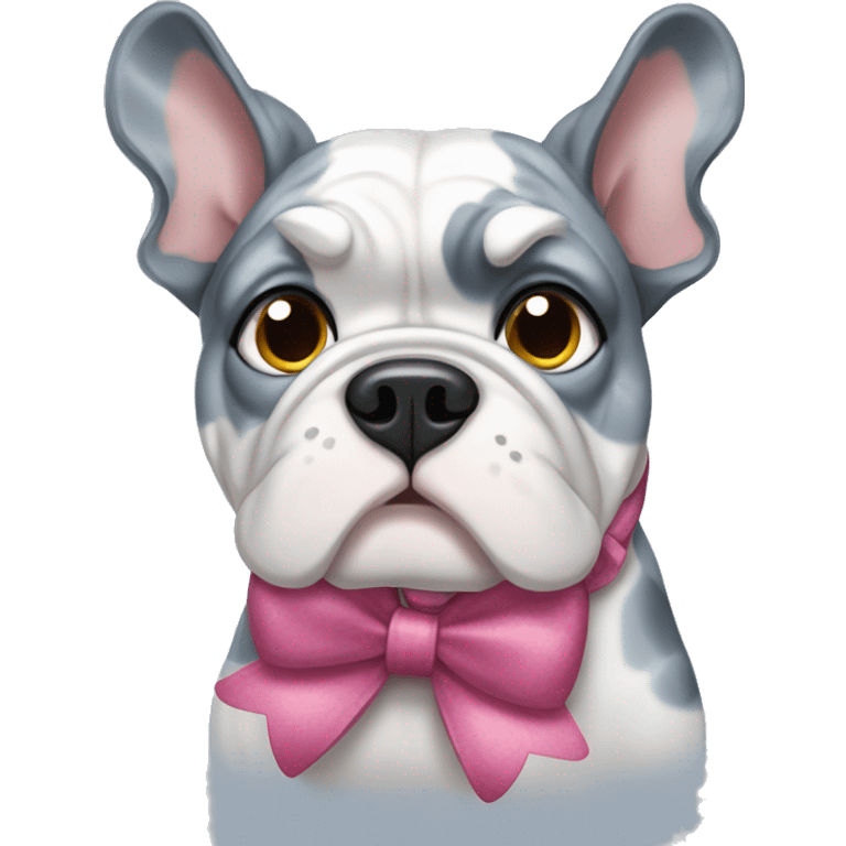 Blue Merle bulldog with bows emoji