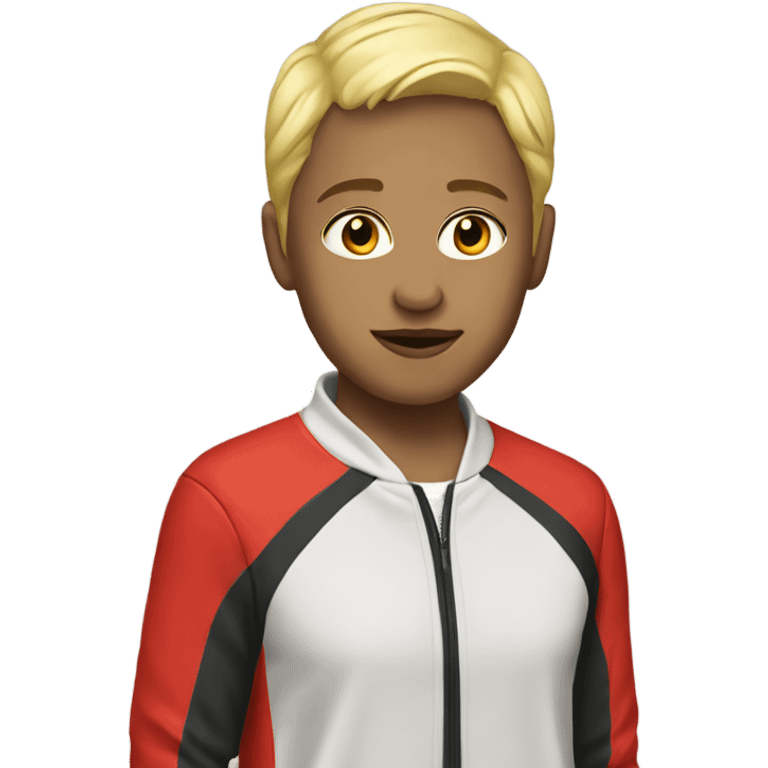 Short blonde hair red tracksuit  emoji