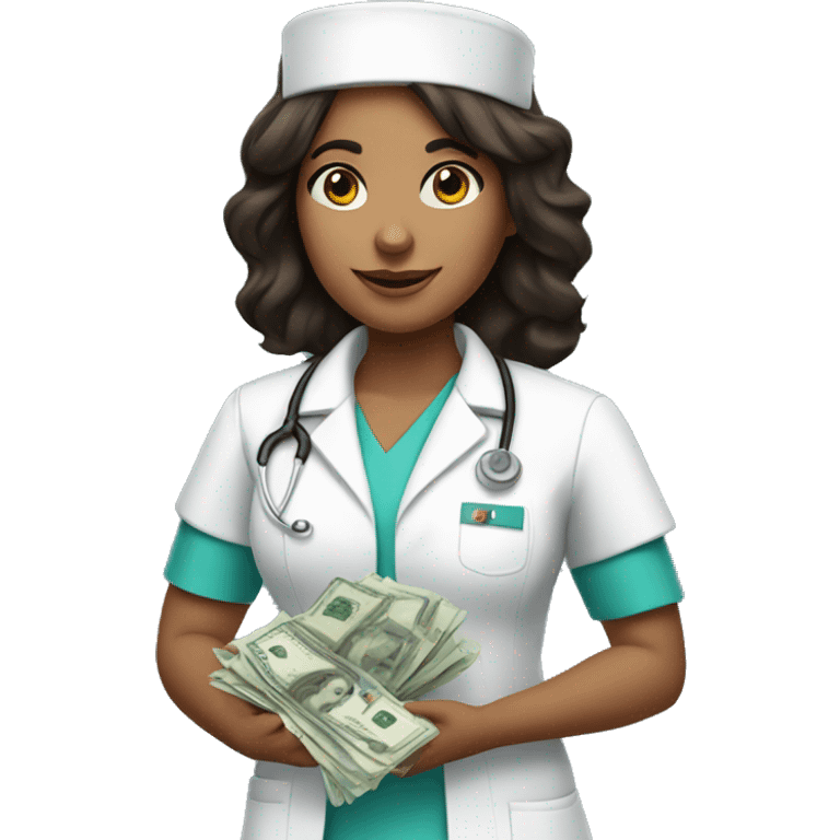 brunette nurse with money in her hand emoji