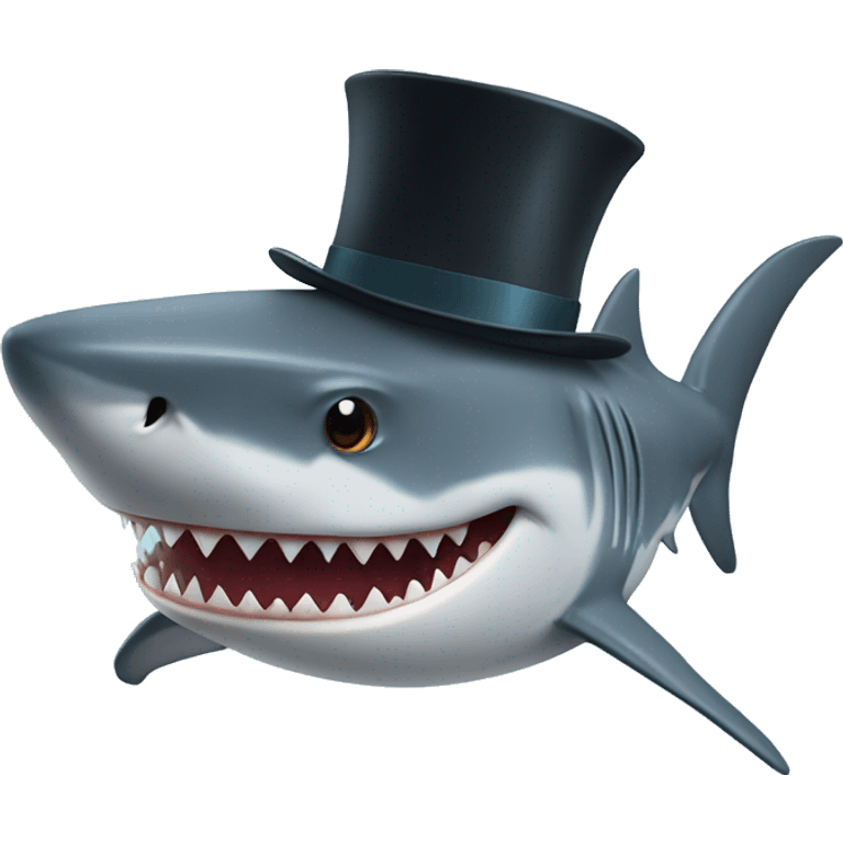 Shark with a top hat emoji