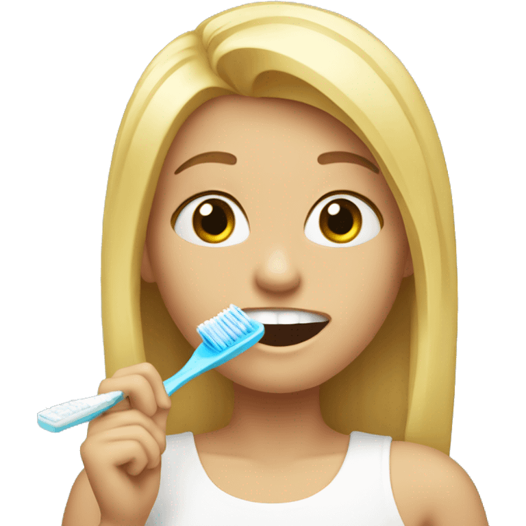 suprised blond girl with a toothbrush emoji