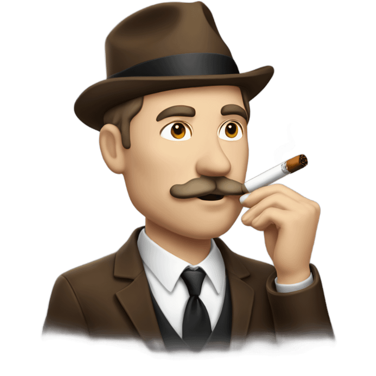 White man with white mustache and brown hair smoking a cigar emoji