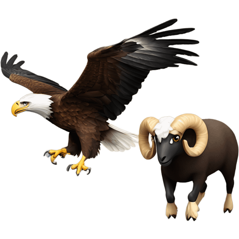 Eagle chasing a sad ram emoji