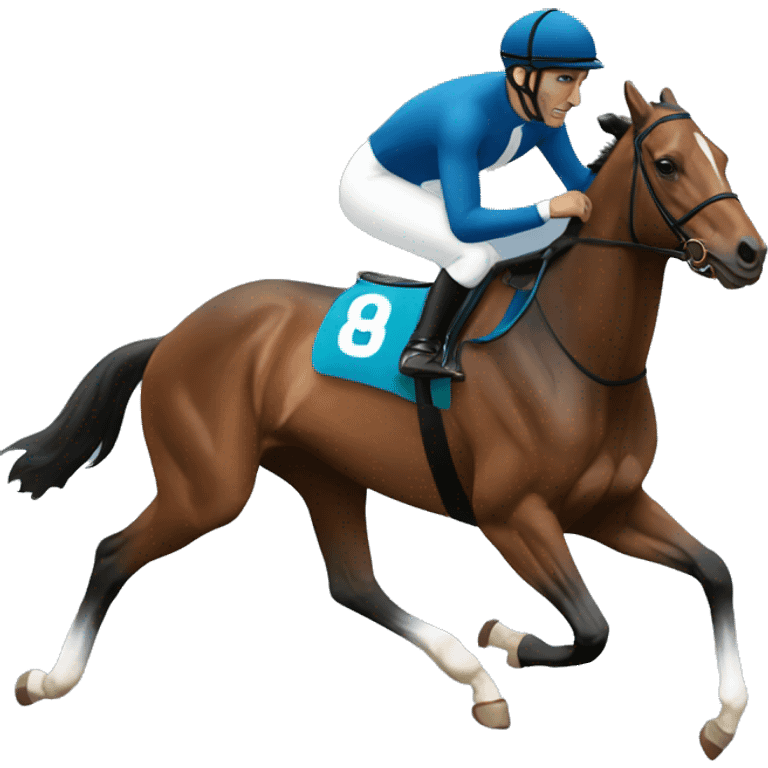 Jockey with blue jacket and white armbands emoji