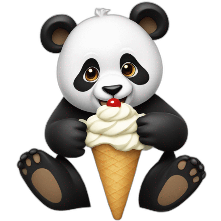 Panda eating icecream emoji