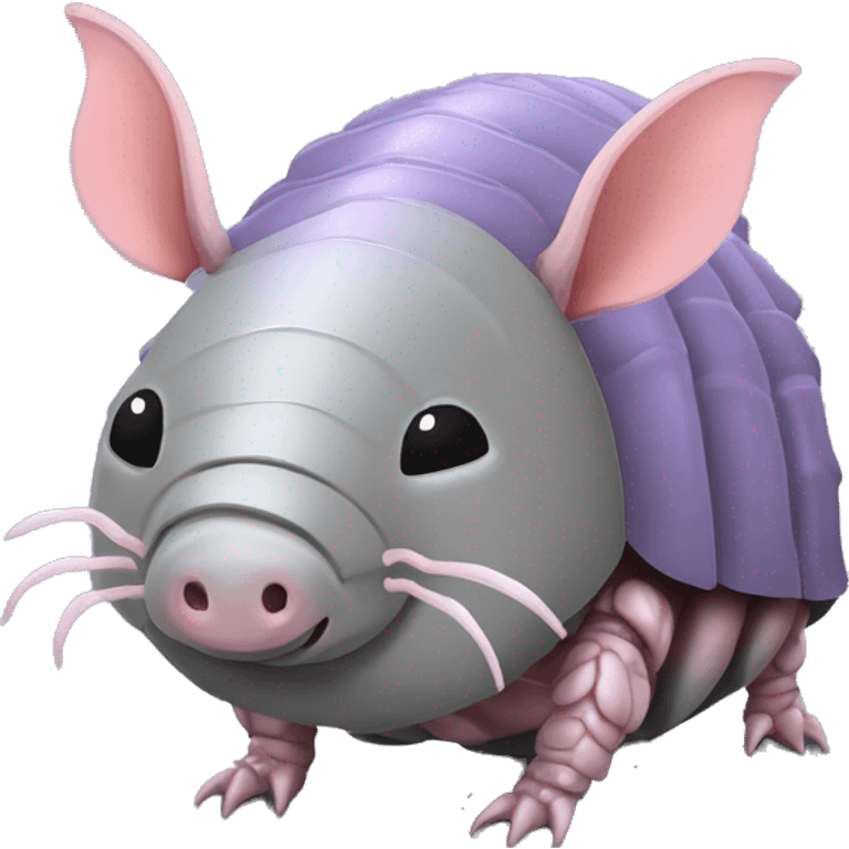 Lavender gray Pig armadillo isopod lobster fanned tail feathered tail pig armadillo darth Vader face emoji