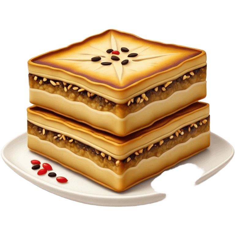 Martabak Cinematic Realistic Martabak Dish Emoji, depicted as a single, square slice of sweet, thick martabak with a rich, indulgent filling, rendered with detailed textures and vibrant, appetizing lighting. emoji