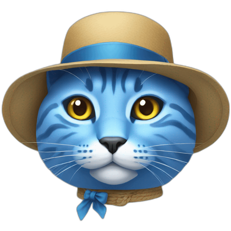 Blue Cat with hat emoji