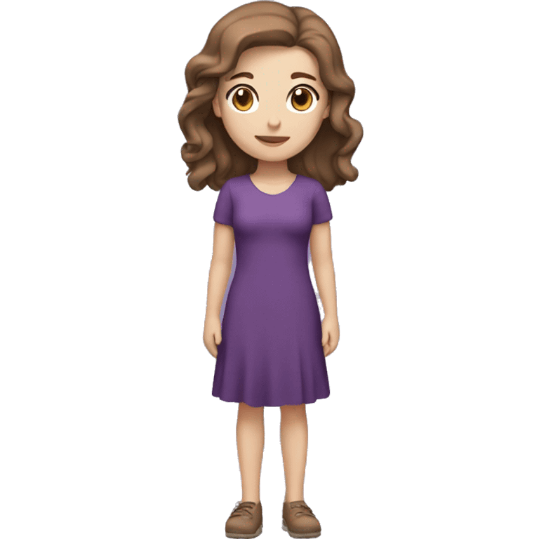 White girl with brown hair purple dress full body emoji