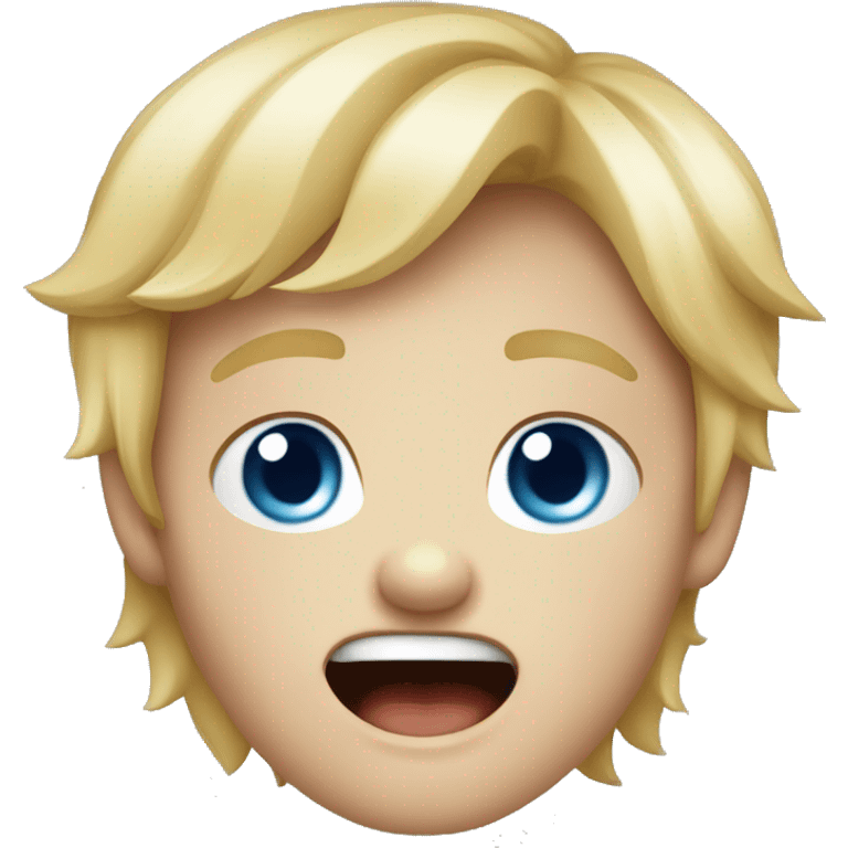 blond boy with blue eyes screaming peur emoji