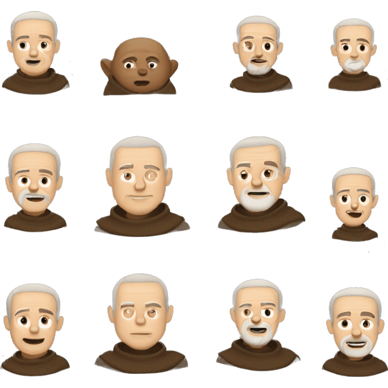 A middle-aged white male friar with a grizzled appearance, buzz cut, and a square jaw. emoji