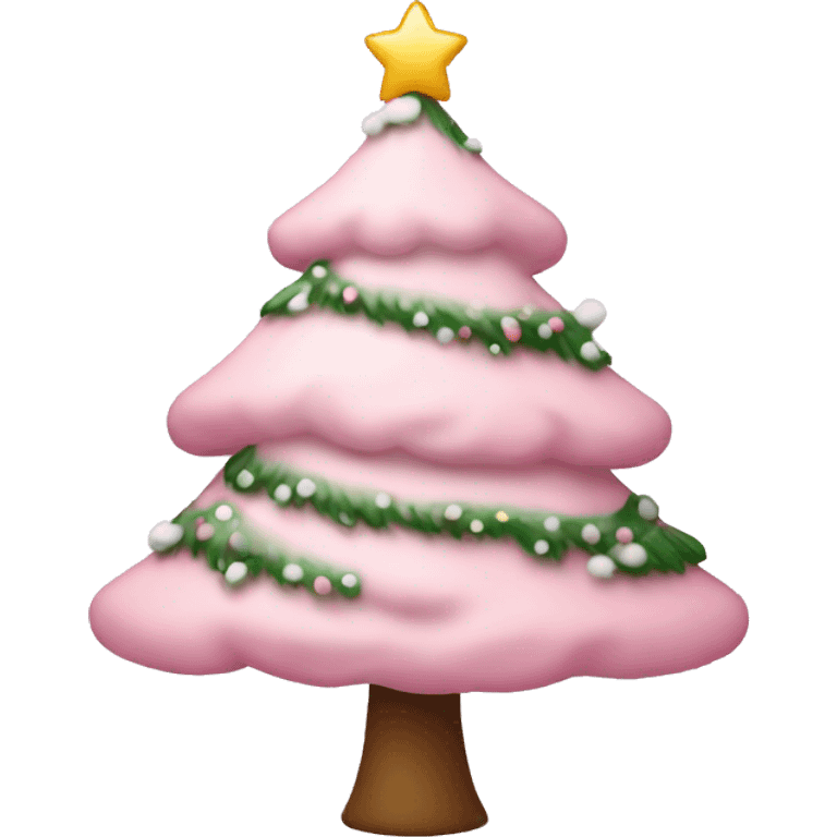 light pink christmas tree with snow emoji