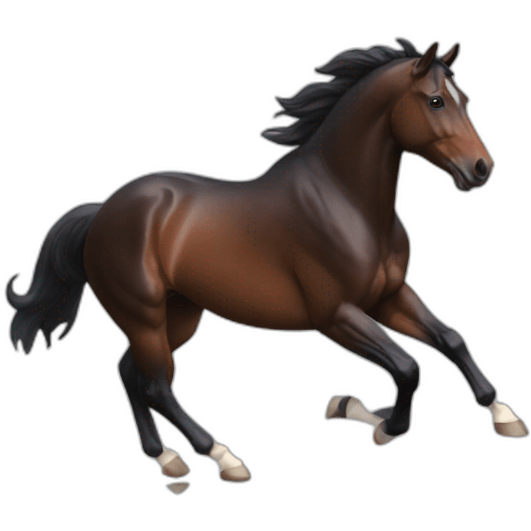 galloping dark bay horse with small headmark emoji