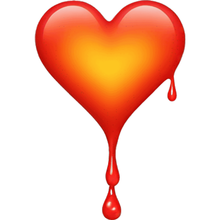 bleeding red heart shape glowing red-orange emoji