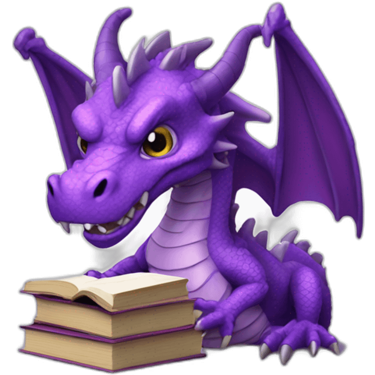 purple dragon head holding book with RIP title emoji