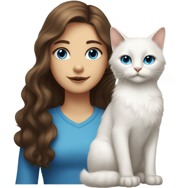 white cat with girl brown hair emoji