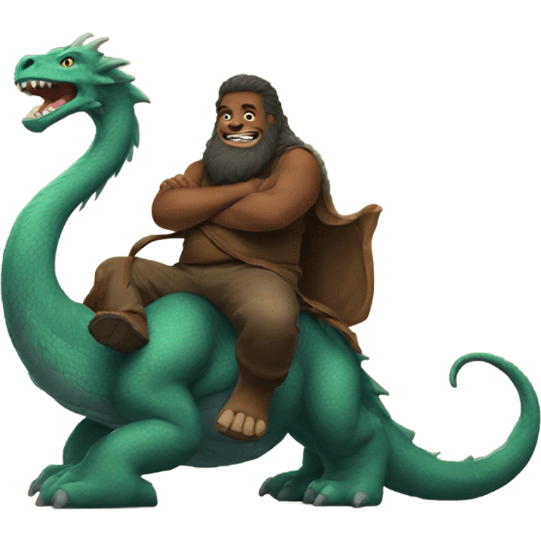 Big foot riding a dragon  emoji