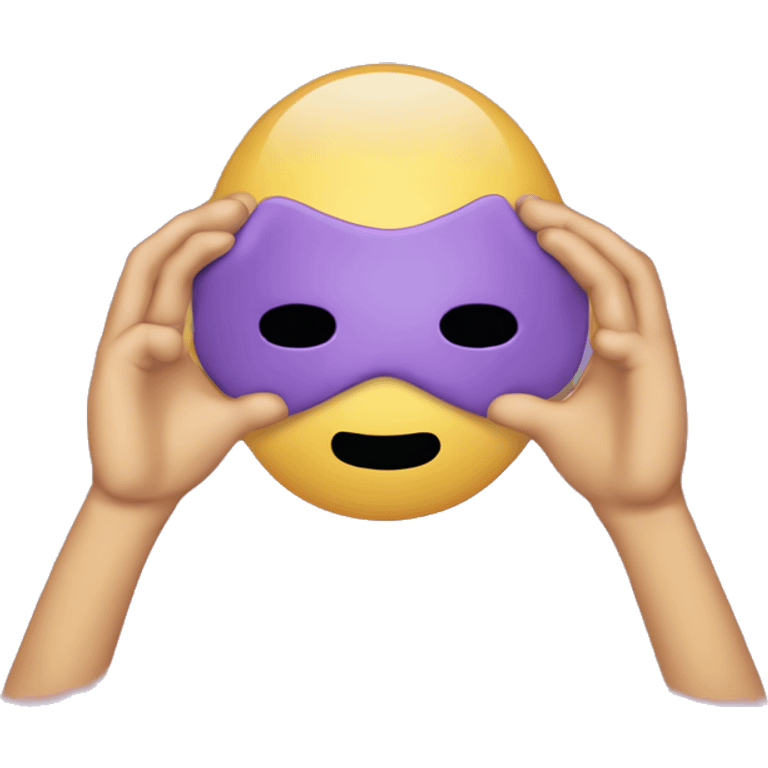 a cartoon character covering his face with both hands and covering his eyes with both hands, with a black background, Andries Stock, dau-al-set, emotional, a pastel , skin purple emoji