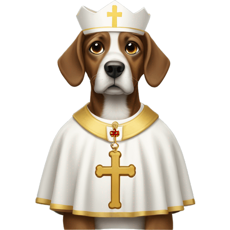 Dog wearing a pontiff  emoji