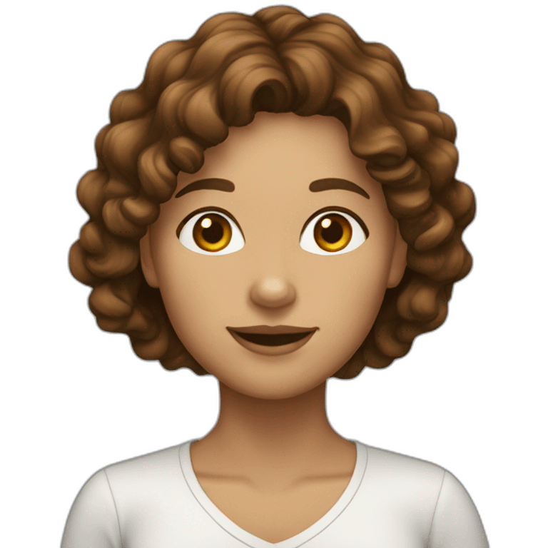 Brown wavy hair female 40 years emoji