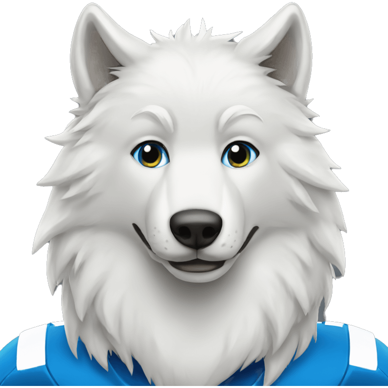 White wolf blue eyes football on Head  emoji