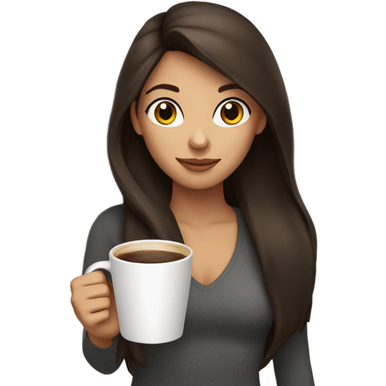 brunette girl drinking a coffee emoji