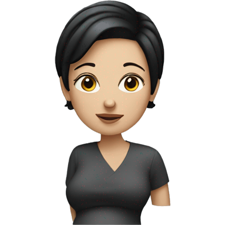 White woman with short black hair pregnant  emoji