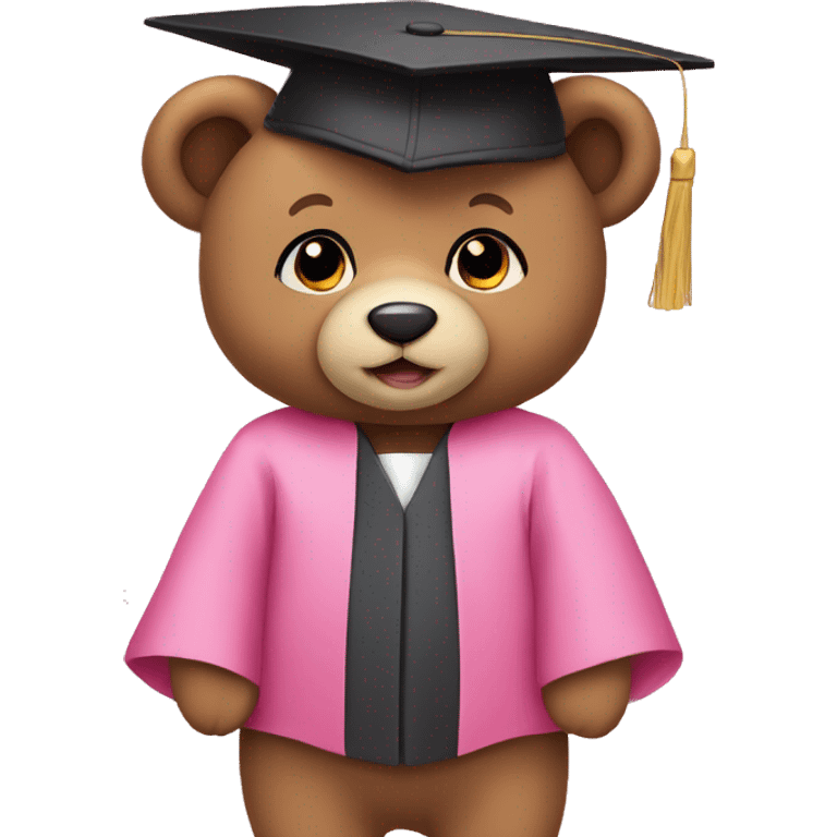 Teddy bear in pink graduation outfit  emoji