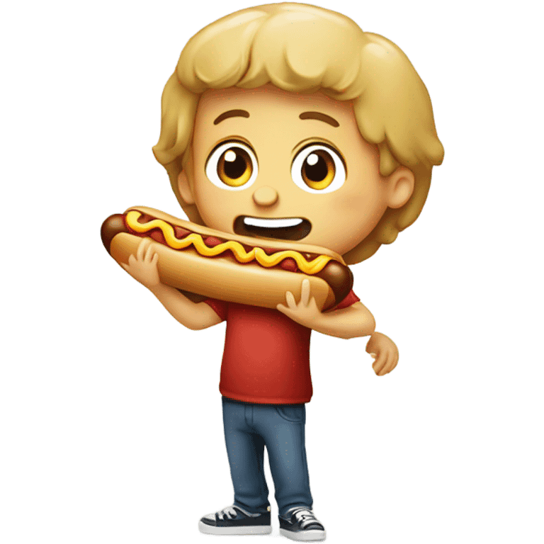 Boy eating a hotdog  emoji