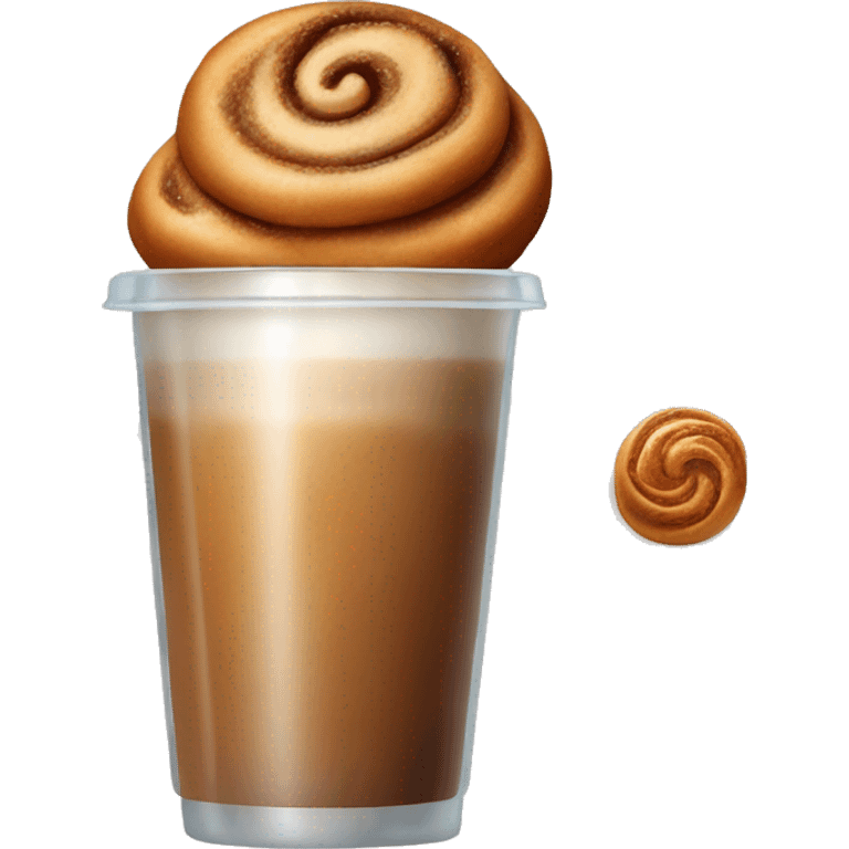 Cinnamon and cappuccino bun in a disposable glass emoji