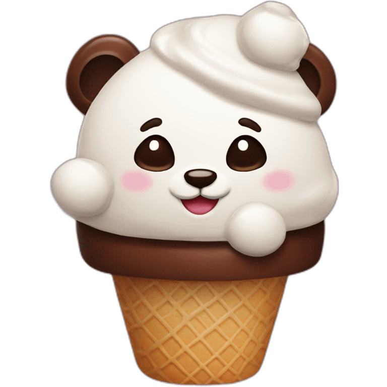 ice cream chocolate with panda on it emoji