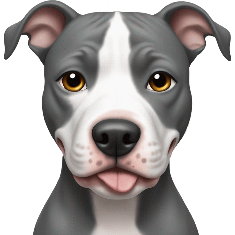 A female pitbull with half of her face gray and the other half white  emoji