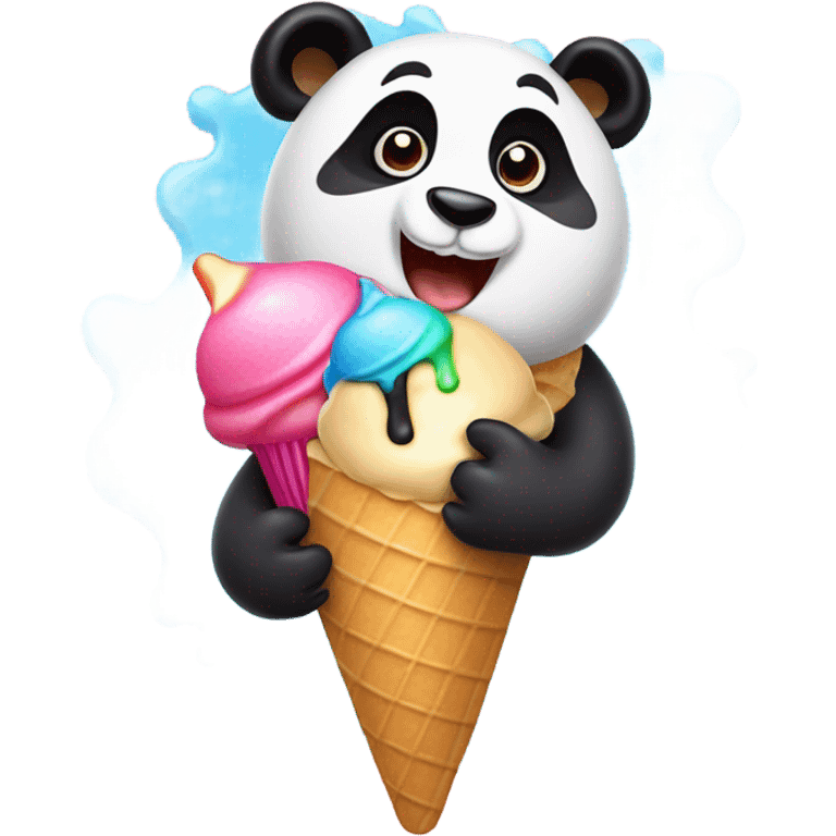 Panda eating ice cream emoji